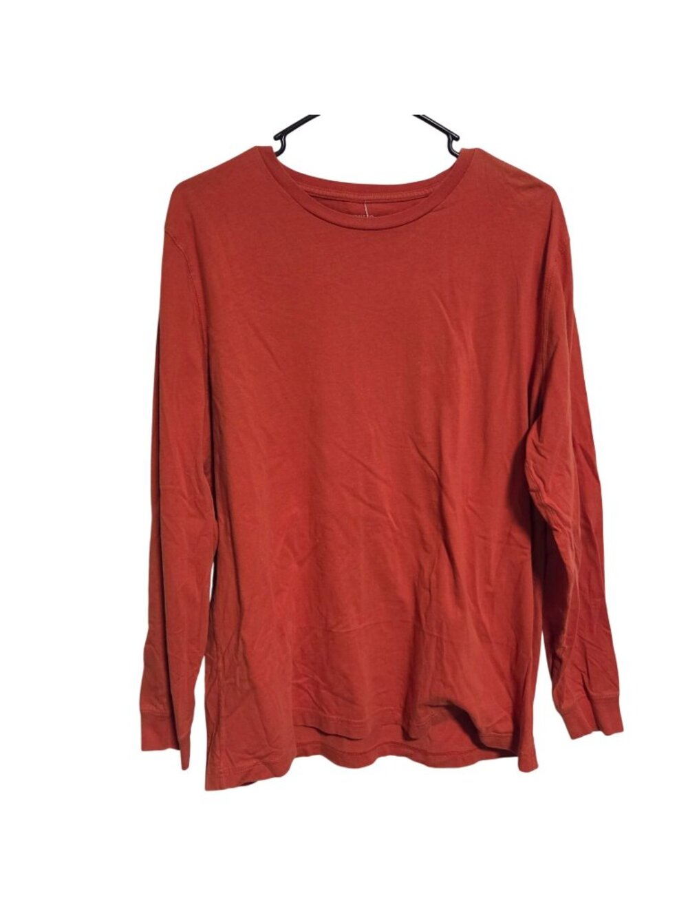 Lands End T-Shirt Mens Size Large Rust Orange Long Sleeve Crew Neck Cotton